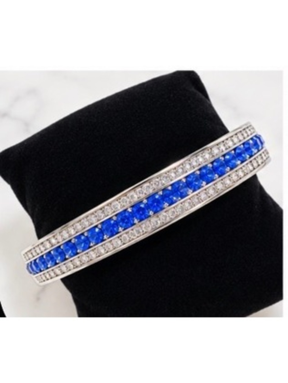 Camrose & Kross Jacqueline Kennedy JBK Blue and Clear Crystal Bangle